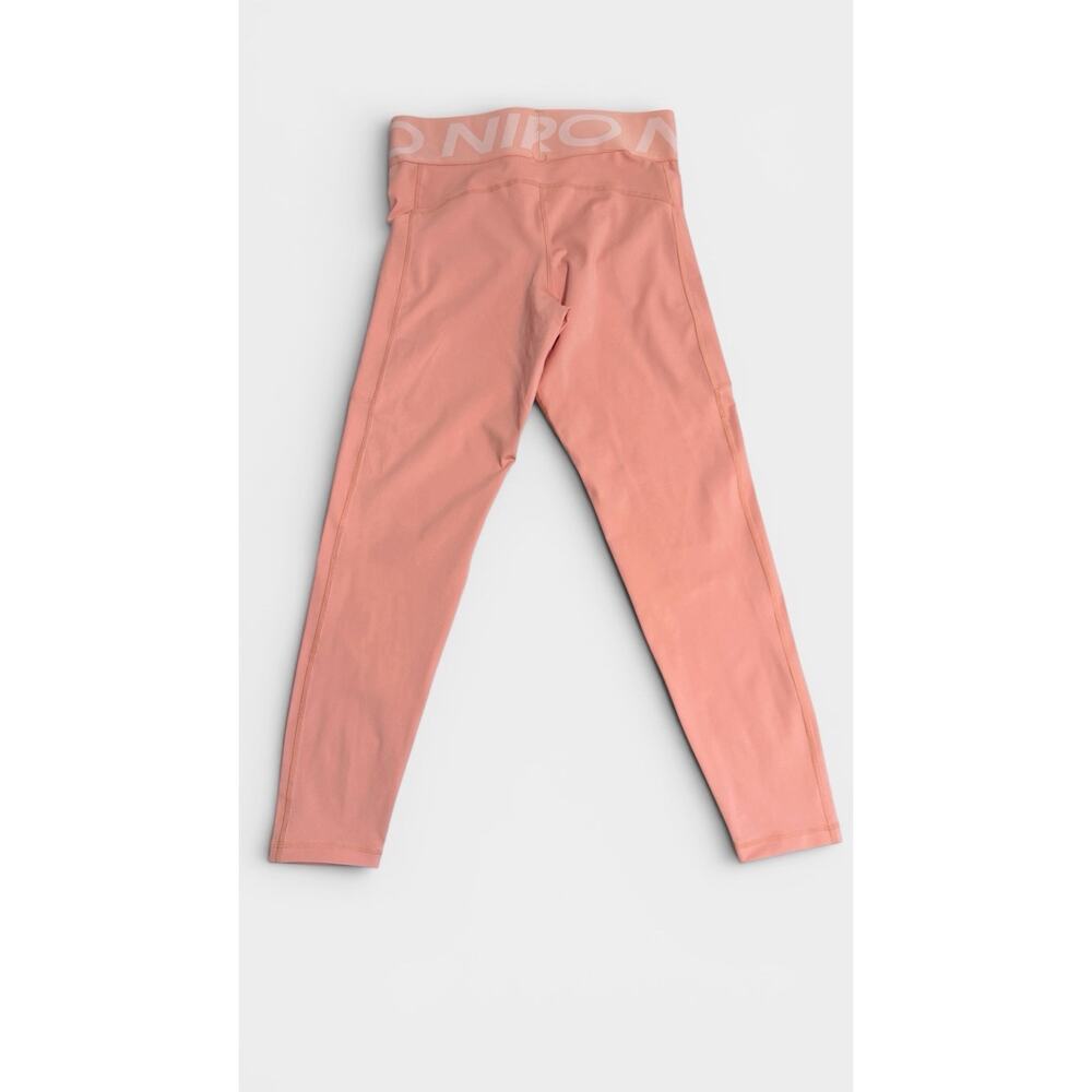 Nike Pro Dri-Fit Leggings Womens M Peach Coral Side Pocket Logo Waistband - Picture 4 of 6